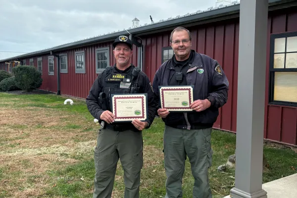 Rangers Bartlett and Allen were awarded Employee of the Month by the Mercer County Park Commission for October.